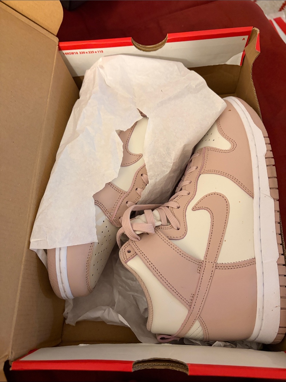 Nike Women's High-Top Sneakers in Blush Pink and Cream